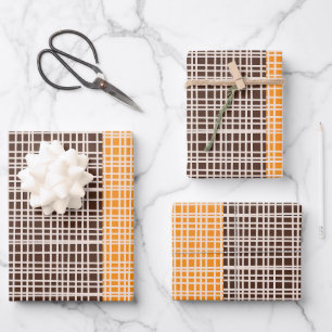 Mid Century Modern Woven Colour Block Pattern Wrapping Paper Sheet