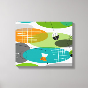 Mid-Century Modern Wrapped Canvas Atomic III
