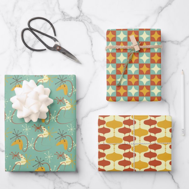 Mid-Century Modern Wrapping Paper – Retro 1950s (Front)