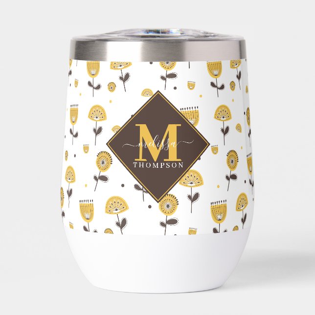 Mid Century Modern Yellow Floral Custom Name (Front)