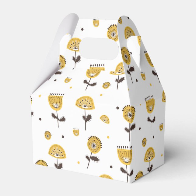 Mid Century Modern Yellow Floral Pattern Favour Box (Front Side)