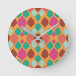 Mid Century Modern Yellow Geometric  Round Clock