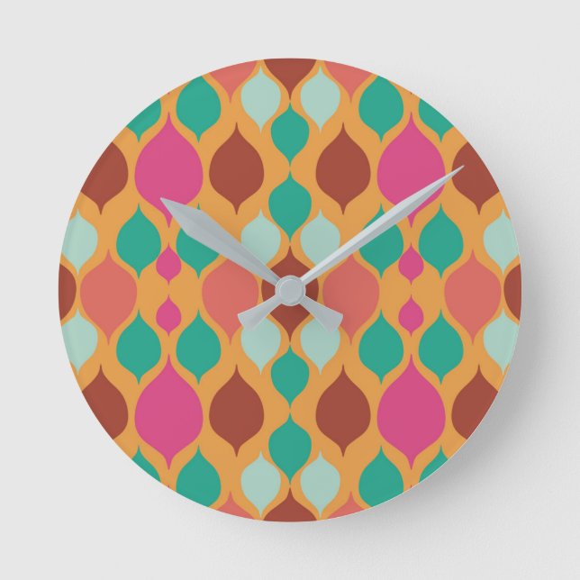 Mid Century Modern Yellow Geometric  Round Clock (Front)