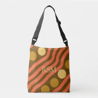 Mid Century Monogrammed Orange Brown Gold