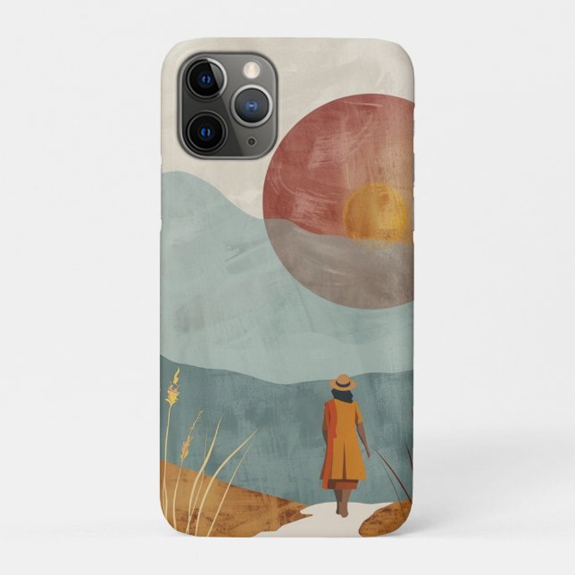 Mid Century Mountain Landscape Terracotta Sage Art Case-Mate iPhone Case (Back)