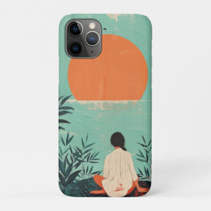 Mid Century Mountain Landscape Terracotta Sage Art iPhone 11 Pro Case
