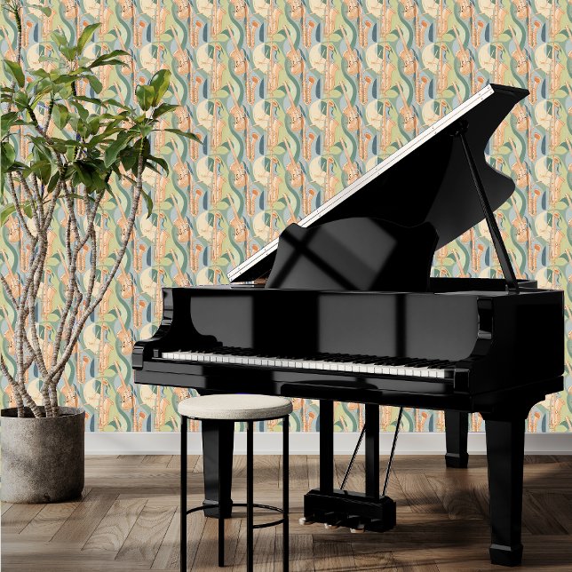 Mid-century Musical Instruments DIY Peel and Stick Wallpaper (Creator Uploaded)