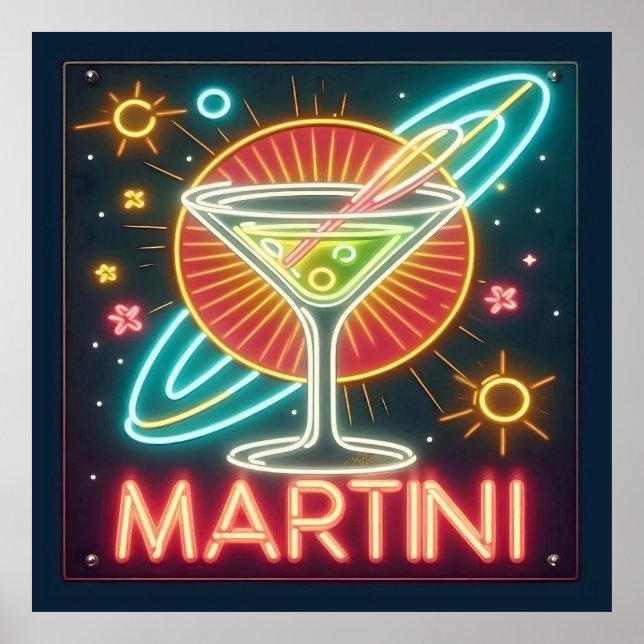 Mid Century Neon Martini Sign  (Front)
