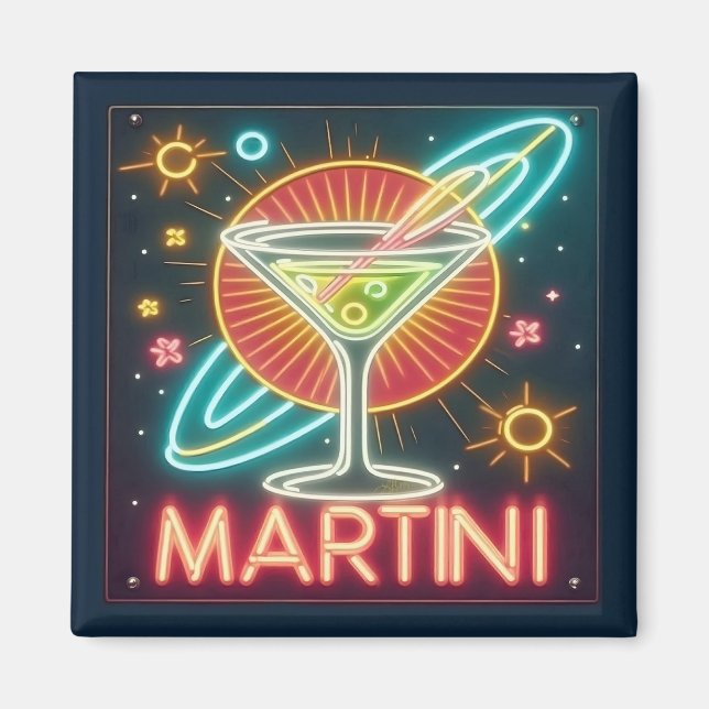 Mid Century Neon Martini Sign  Magnet (Front)