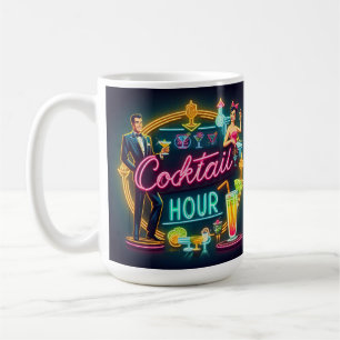 Mid Century Neon Sign Cocktail Hour Couple Coffee Mug