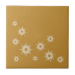 Mid-Century Ochre Gold Starburst Design Ceramic Tile<br><div class="desc">Mid-century modern inspired design featuring vintage retro starbursts in an organic design on an ochre gold background. Simple,  clean trendy design.</div>