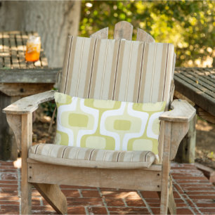 Mid-Century Olive Connected Box Retro Pattern Outdoor Cushion