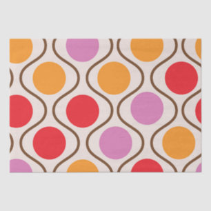 Mid Century Orange, Pink and Red on Ogee shapes Tissue Paper