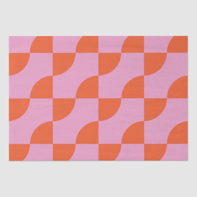 Mid Century Orange Semi Circles on Pink Pattern  Tissue Paper (Front)