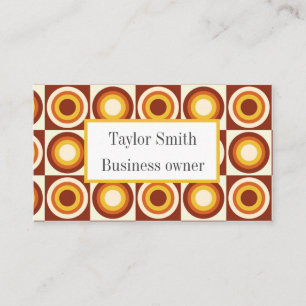 Mid Century Orange Yellow Circle on squares Custom Business Card