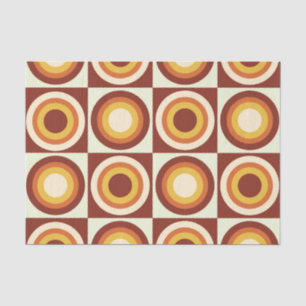 Mid Century Orange Yellow Circles on squares Tissue Paper