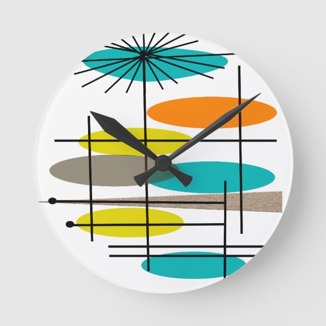 Mid-century Ovals 5 Round Clock (Front)