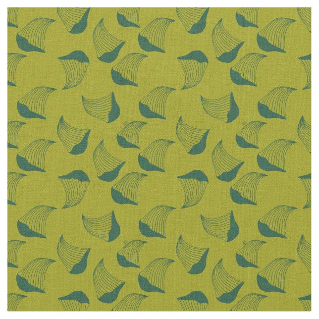 Mid Century Oyster Mushroom Pattern  Fabric (Close Up)