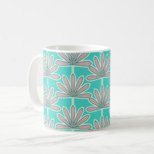 Mid Century Palm leaf  blue Coffee Mug