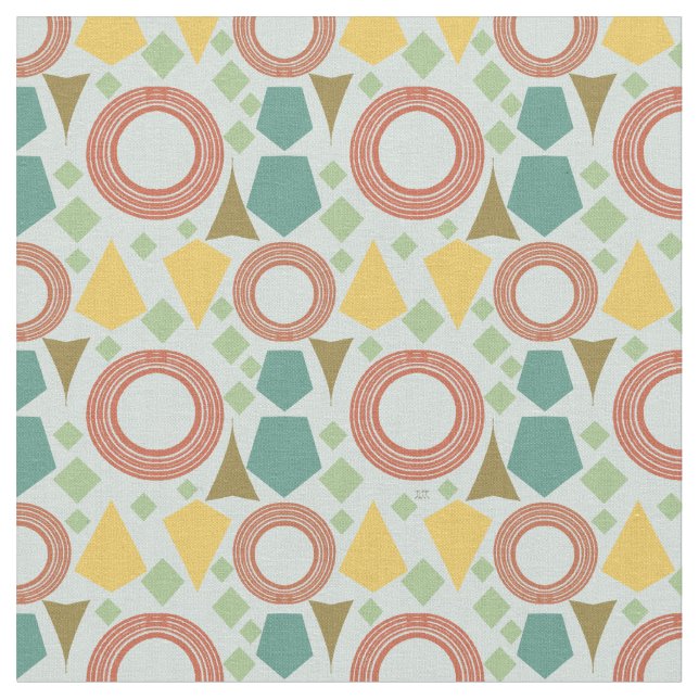 Mid Century Pastel Geometric  Fabric (Close Up)