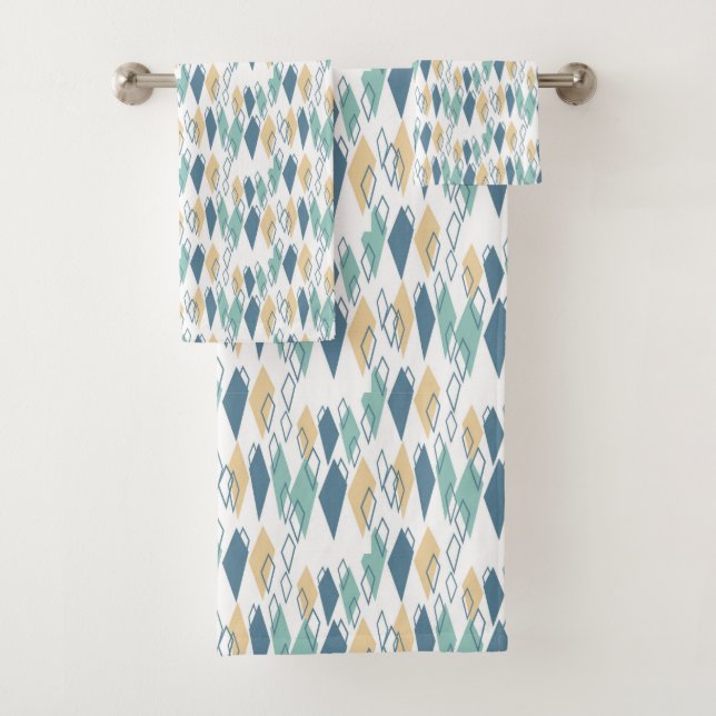 Mid Century Pattern Bath Towel Set (Insitu)