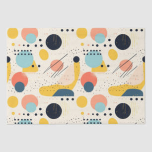 Mid-Century Pattern. Colourful Abstract Shapes Tissue Paper