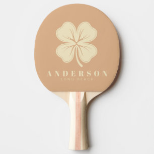 Mid-Century Peach Kiss Four Leaf Clover with Name Ping Pong Paddle