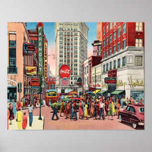 Mid-Century Peachtree St. Atlanta Georgia Poster