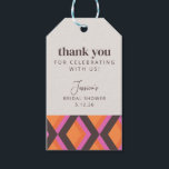 Mid Century Pink Brown Bridal Shower Thank You Gift Tags<br><div class="desc">Stylish Mid Century Mod Pattern in Pink,  Brown,  and Orange Bridal Shower Thank You Gift Tags</div>