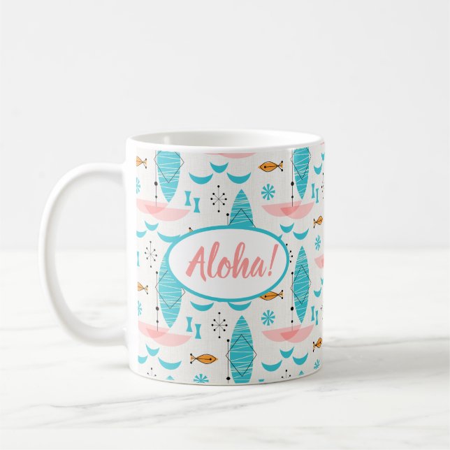 Mid Century Pink Catamaran Coffee Mug (Left)