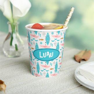 Mid Century Pink Catamaran Paper Cups