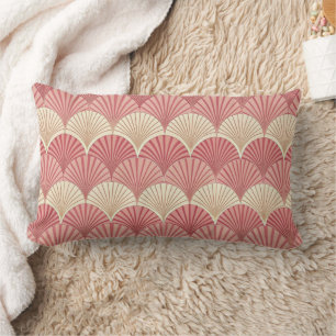 Mid-Century Pink Fans Lumbar Cushion