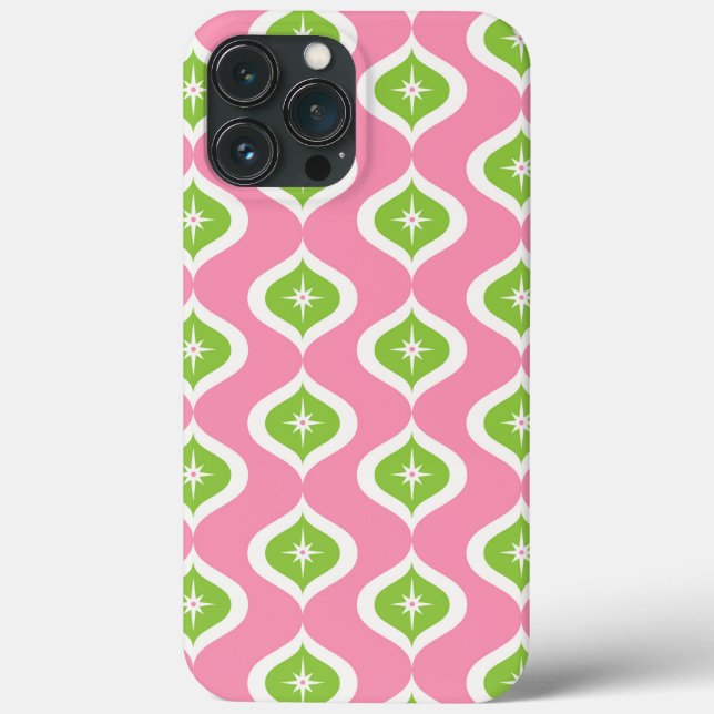Mid Century Pink & Green Geometric Christmas Case-Mate iPhone Case (Back)