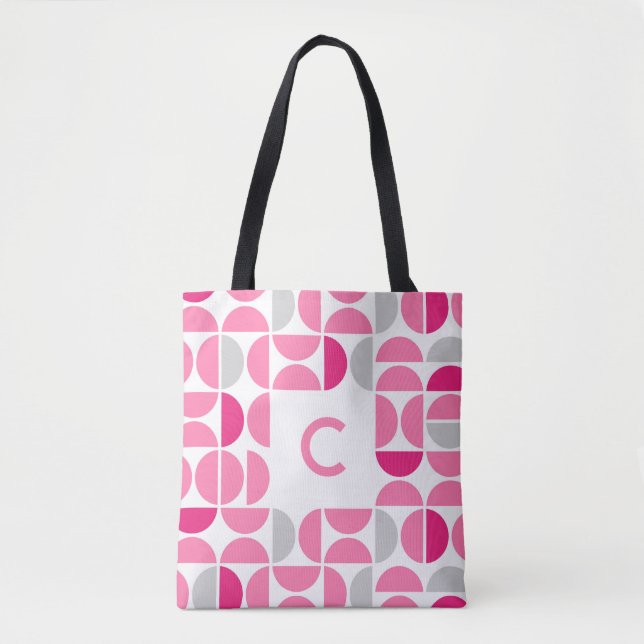 Mid Century Pink Monogrammed Pink Toge Bag (Front)