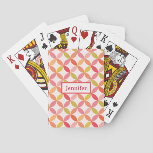 Mid century pink red orange Circles Name  Playing Cards