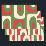 Mid-Century Piquet Retro Minimalist Christmas Wrapping Paper Sheet<br><div class="desc">Minimalist mid-century vintage aesthetic patterns in retro Christmas red,  green,  and cream.  Sophisticated,  fun designs. A touch of the 50s and 60s and the atomic age. By Kierkegaard Design Studio.</div>