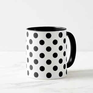Mid-Century Polka Dots Black on White Mug