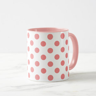 Mid-Century Polka Dots Pink on White Mug