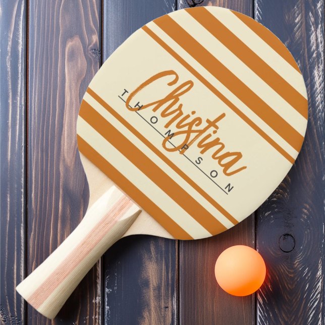 Mid-Century Polo Banner Burnt Honey Painted Name Ping Pong Paddle (Creator Uploaded)