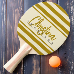 Mid-Century Polo Banner Desert Sage Painted Name Ping Pong Paddle