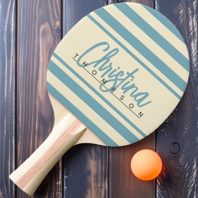 Mid-Century Polo Banner Warm Aqua Afternoon Name Ping Pong Paddle (Creator Uploaded)