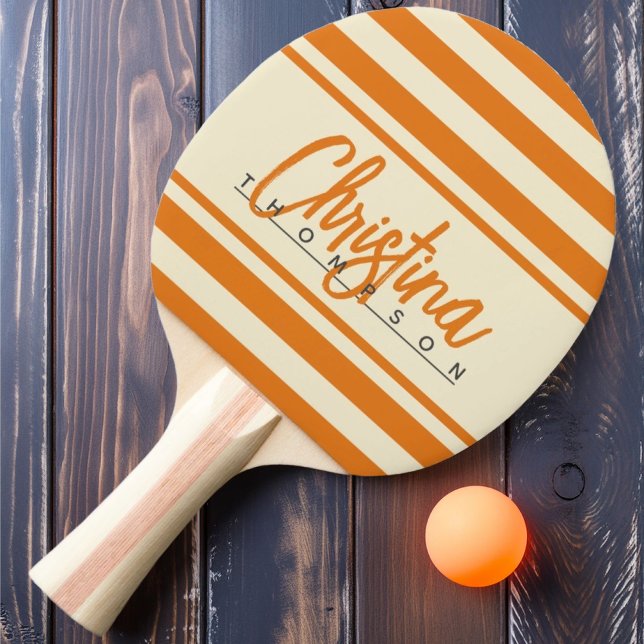 Mid-Century Polo Banner Warm Citrus Painted Name Ping Pong Paddle (Creator Uploaded)