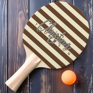Mid-Century Polo Deep Forest Brown Painted Name Ping Pong Paddle
