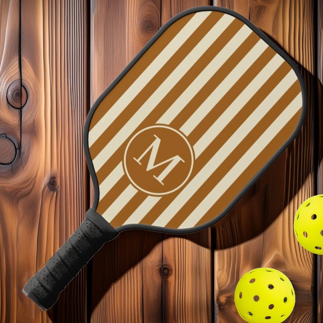 Mid-Century Polo Striping Burnt Sand Monogram Pickleball Paddle (Creator Uploaded)