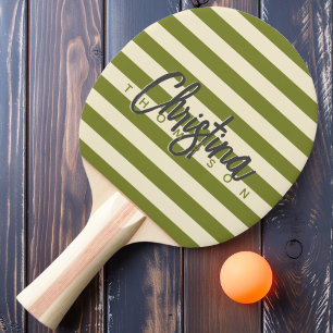 Mid-Century Polo Willow Green Painted Name Ping Pong Paddle