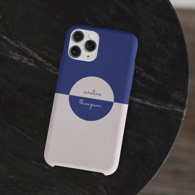 Mid Century Purple Pink & Script Monogram Case-Mate iPhone Case (Creator Uploaded)