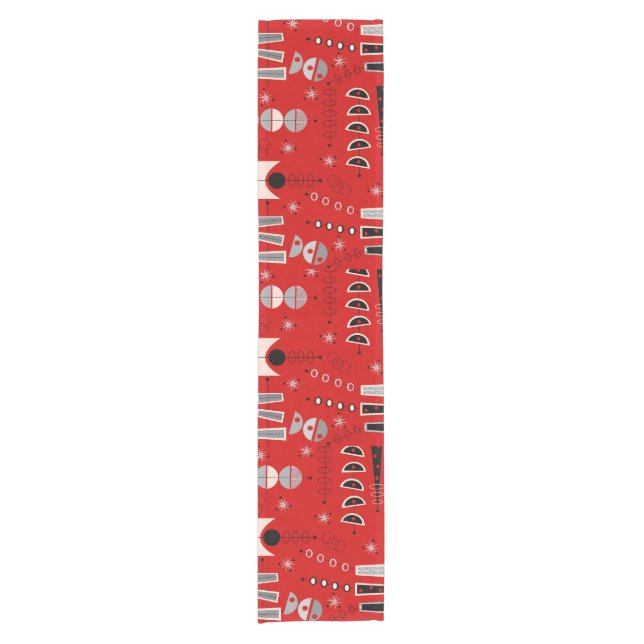 Mid-Century Red Abstract  Short Table Runner (Front)