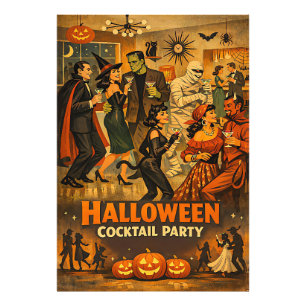 Mid Century Retro 50s Halloween Martini Party Photo Print
