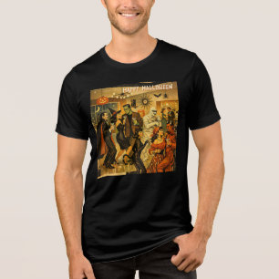 Mid Century Retro 50s Halloween Martini Party Tri-Blend Shirt