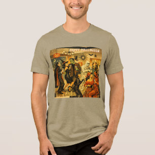 Mid Century Retro 50s Halloween Martini Party Tri-Blend Shirt
